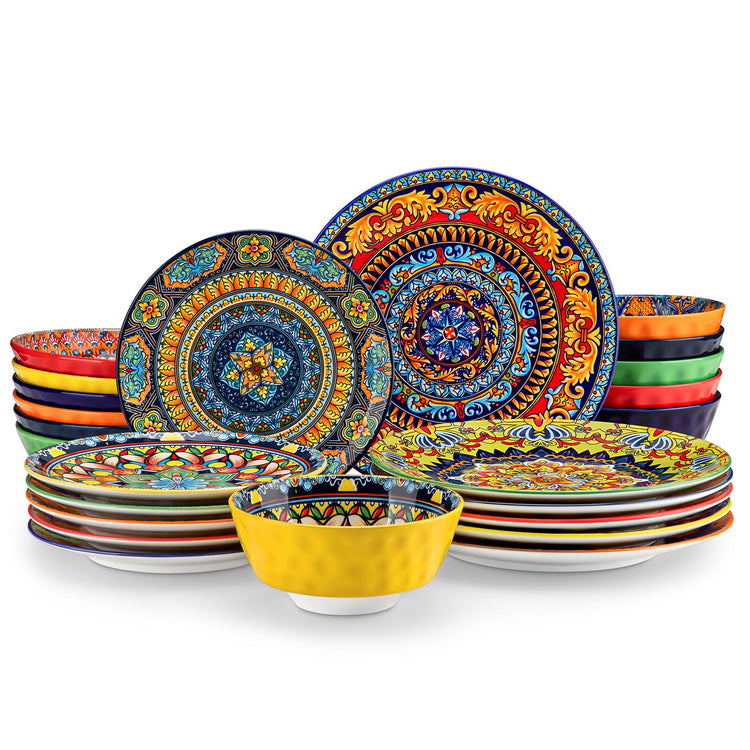 24 Pieces Plates and Bowls Set (24 Count)