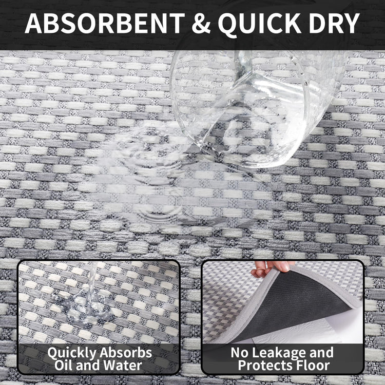 Kitchen Rugs Kitchen Mats for Floor Non Slip Washable Gray 17" x47 (5.545 Sq Ft)