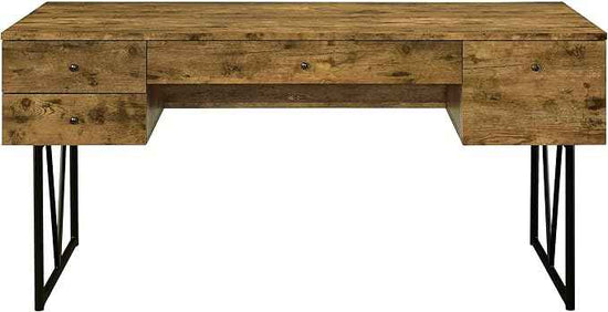 Coaster Home Furnishings Analiese Rustic 63-Inch 4-Drawer Home Office Computer Writing Desk Study Table with Storage Engineered Eco-Friendly Wood Look Laminate Sturdy Steel Base Rustic Nutmeg 800999