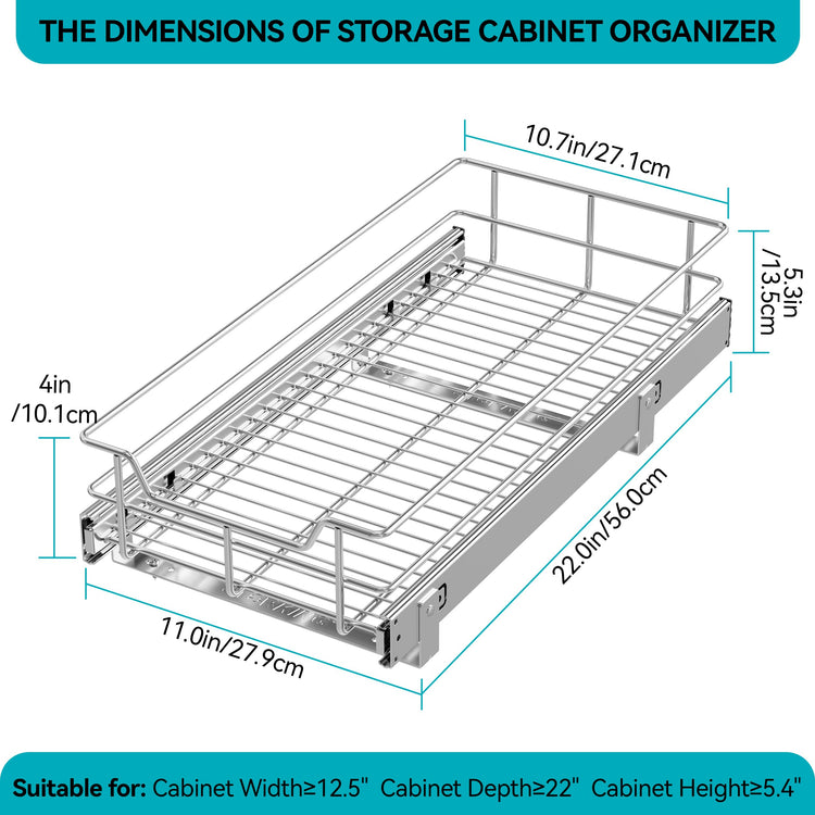 Pull Out Cabinet Organizer 11" W X 22" D