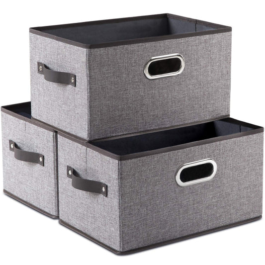 Large Foldable Storage Bins for Shelves [3 (3 Count)