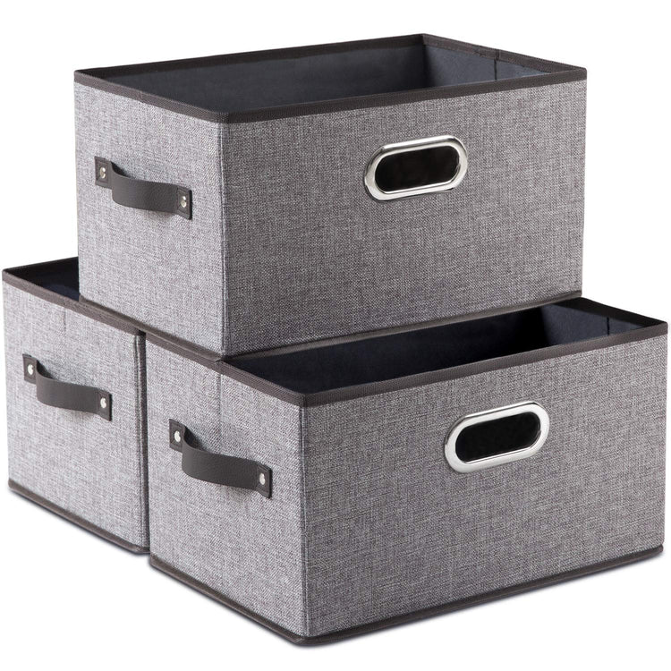Large Foldable Storage Bins for Shelves [3 (3 Count)