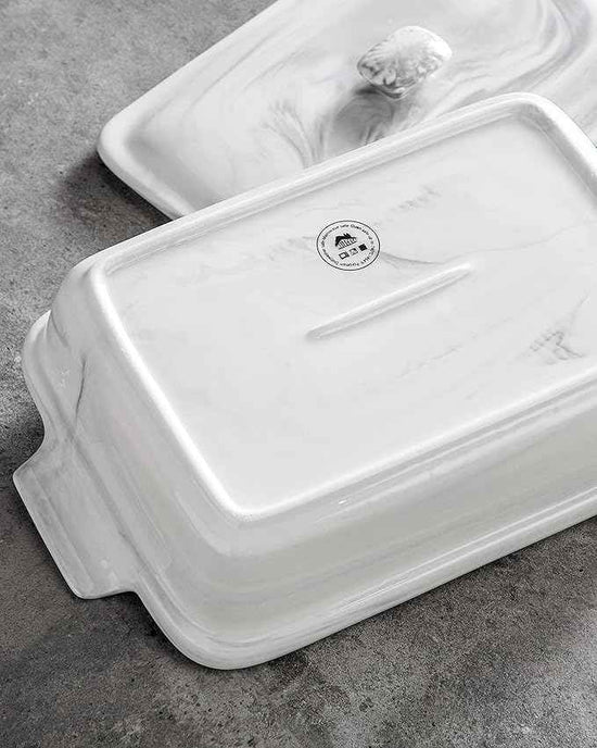 MALACASA Casserole Dish With Lid, 3.4 Quart Baking Dish With Lid, Lasagna Pan Deep Ceramic Bakeware Covered Casserole Dish, Microwave, Oven Safe, Series BAKE-GREY