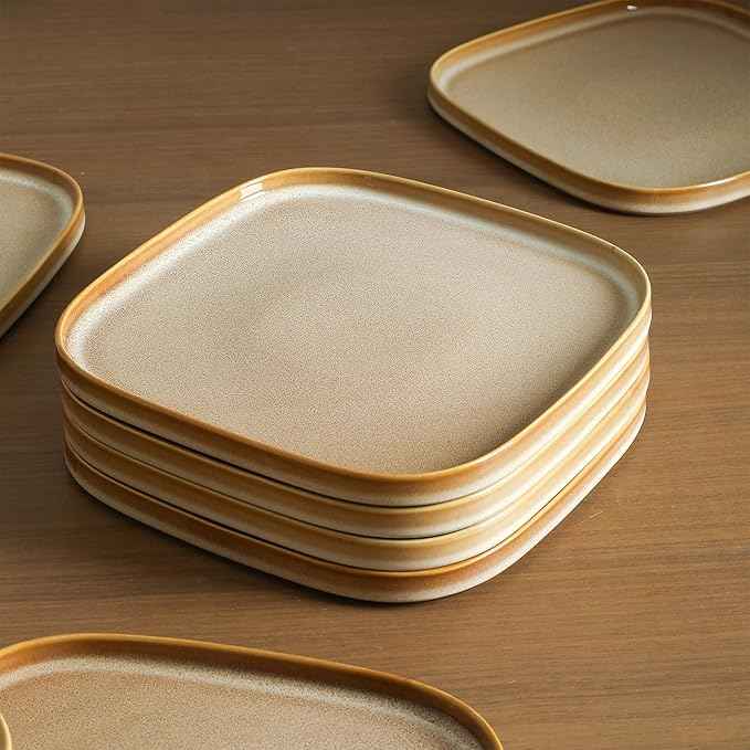 Stone Lain Cairo 12-Piece Dinnerware Set Stoneware, Plates and Bowls Set, Microwave and Dishwasher Safe, Includes Dinner and Salad Plates, Cereal Bowls, Dishes for 4, Sand