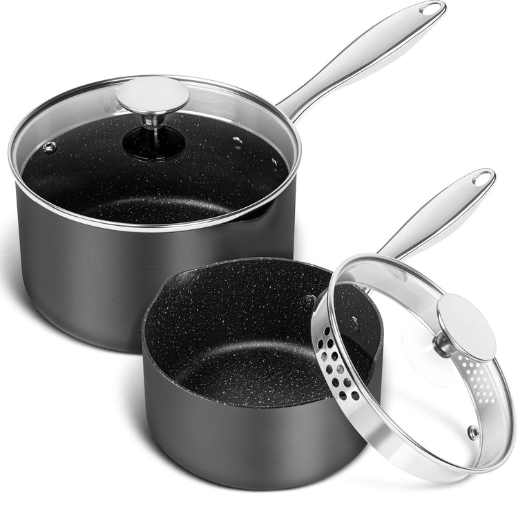 Hard Anodized Saucepan Set with Lids (2 Count)