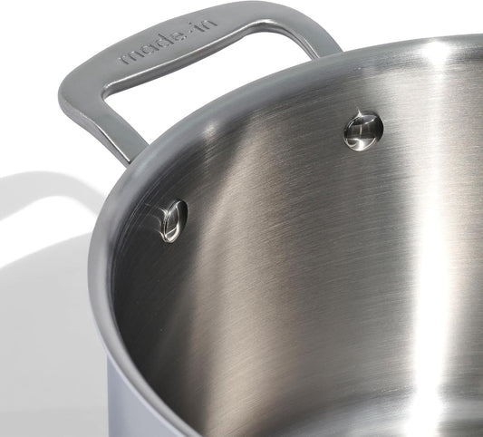 Made In Cookware - 8 Quart Stainless Steel Stock Pot With Lid - 5 Ply Stainless Clad - Professional Cookware - Crafted in Italy - Induction Compatible - Nestoria