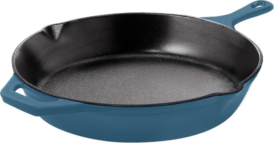Utopia Kitchen Cast Iron Frying Pan 12 Inch, Cast Iron Chefs Pan, Pre Seasoned Skillet, Safe Grill Cookware for Indoor & Outdoor Use, Teal - Nestoria