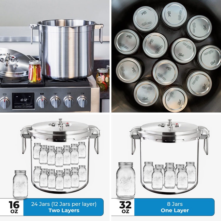 32 Quart Stainless Steel Pressure Cooker Extra Large Canning Pot with Lid for Commercial Use