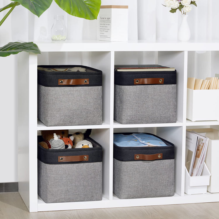 Canvas Storage Bin with Handles (4 Count)