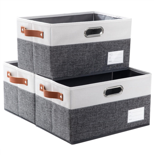 Foldable Storage Bins with Handles [3 (3 Count)