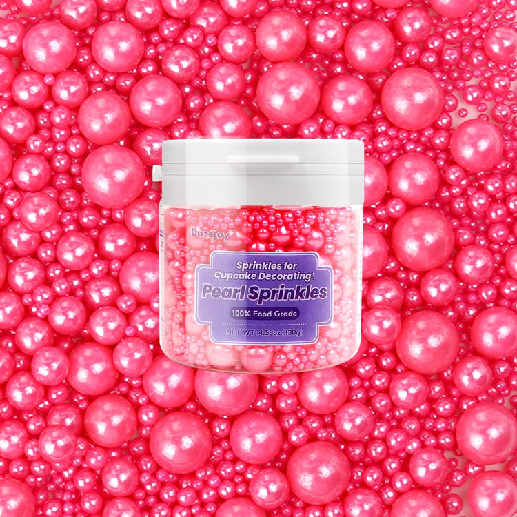 Edible Deep Pink Pearl Sprinkles (4.5 Ounce)