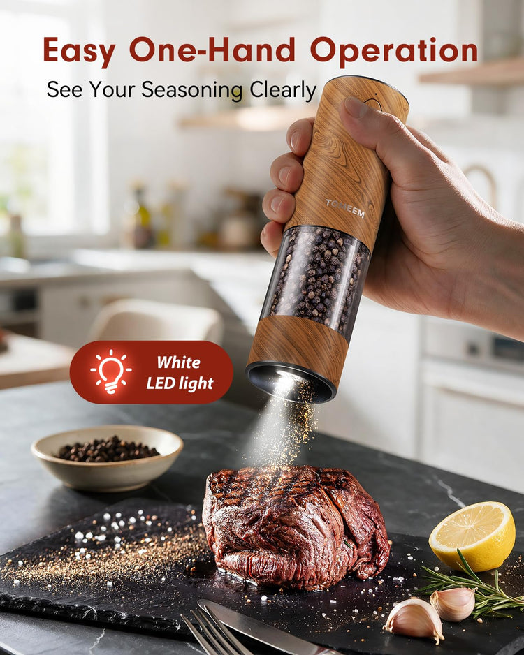 Larger Capacity Rechargeable Electric Salt and Pepper Grinder Set