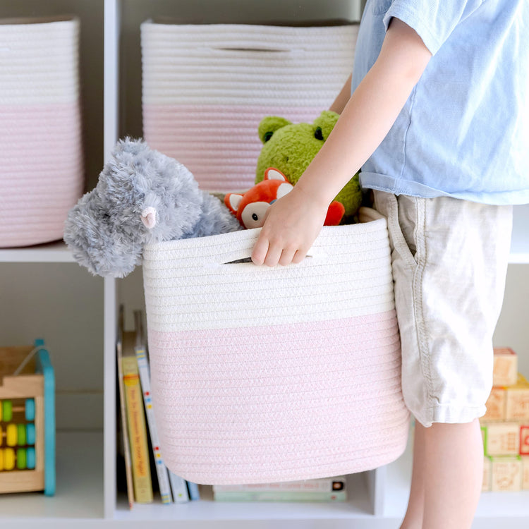 Storage Cubes 11 Inch Cotton Rope Woven Baskets for Organizing (3 Count)