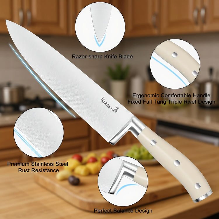 Upgraded Knife Set High Carbon Stainless Steel Ultra Sharp Blade Ergonomic Handle (15 Count)