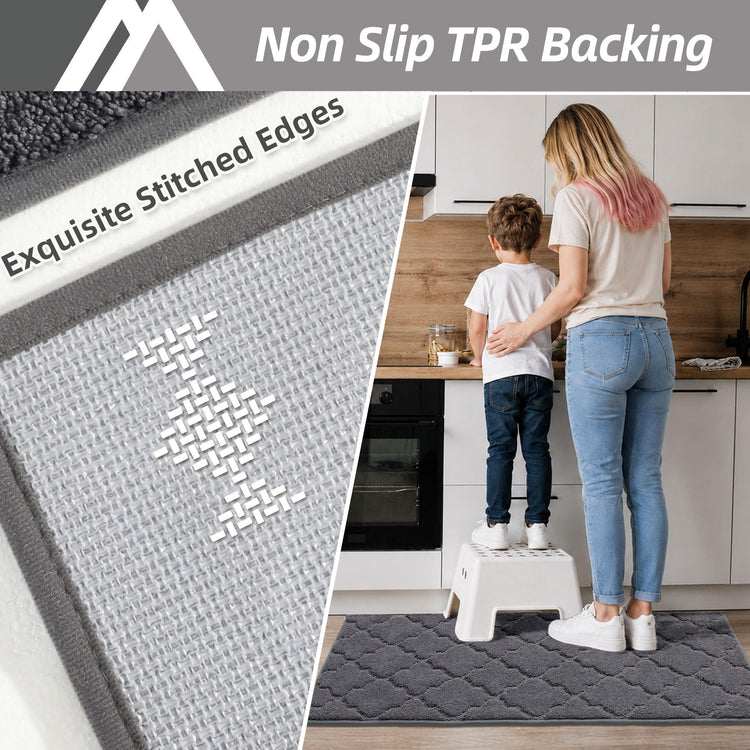 Soft Kitchen Rugs Set of 2 Non Slip 20"x30"+20"x48" (8 Sq Ft)