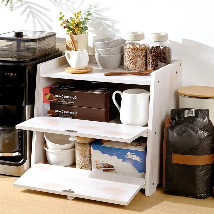 Bamboo Corner Bread Box for Kitchen Countertop 2