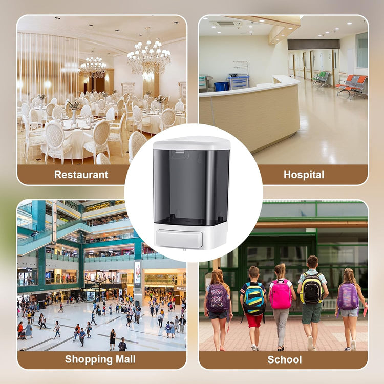 Hushee 4 Pcs Plastic Wall Mounted Soap Dispenser Commercial Manual Soap Containers Wall Dispenser for Kitchen Shower Hotel Liquid Shampoo Gel Chamber(33.8 oz 1000 ml,Black)