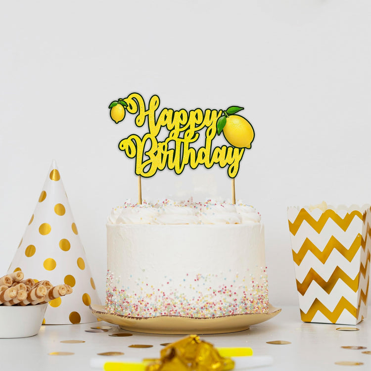 Lemon Happy Birthday Cake Topper