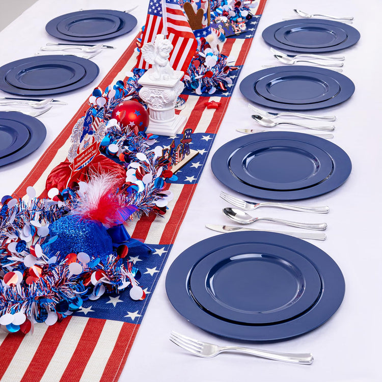 60PCS Blue Plastic Plates (30 Count)