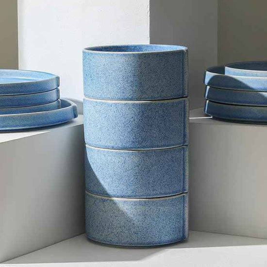Stone Lain Bao 4-Piece Bowl Set Stoneware, Blue