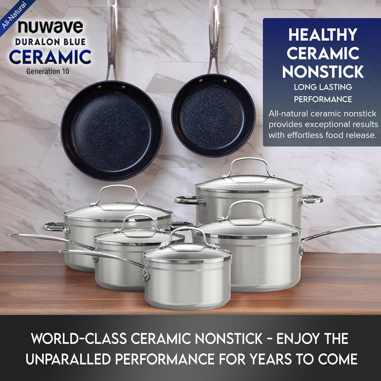 Healthy Duralon Blue Ceramic Nonstick Cookware Set