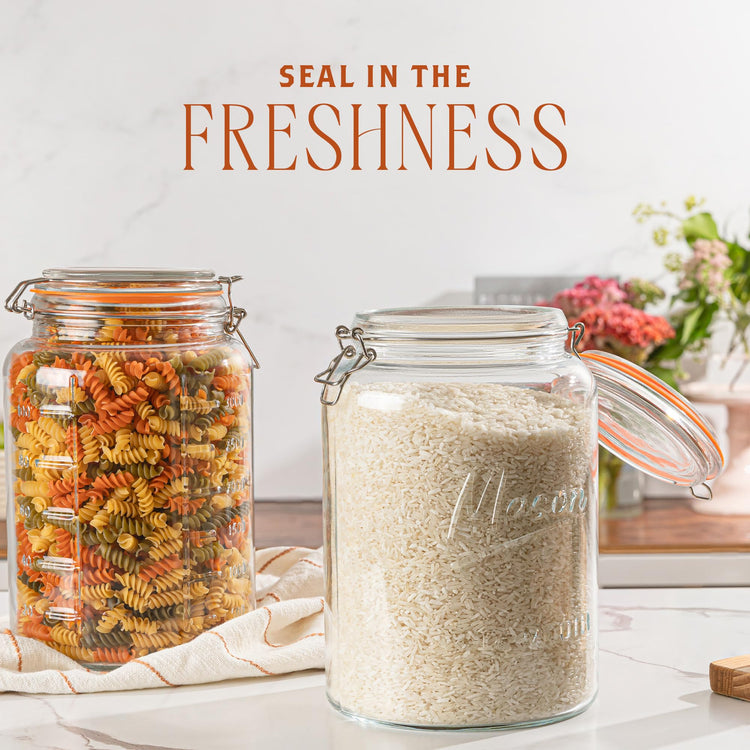 1 Gallon Glass Mason Storage Jars with Airtight Lids & Measurment Marks (2 Count)
