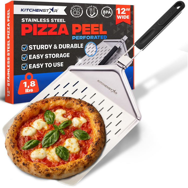 12 Inch Stainless Steel Pizza Peel with Folding Handle