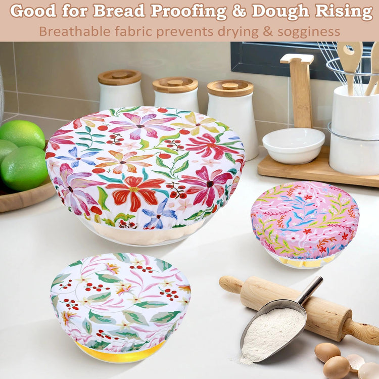 5Pcs Reusable Beeswax Elastic Bowl Covers for Bread Proofing and Food Cover (5 Count)