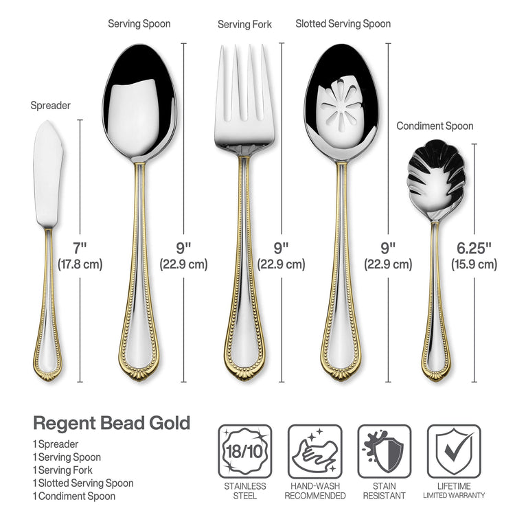 Gold Accent Regent Bead Flatware Service for 12