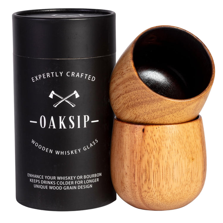 The Original Charred Wooden Bourbon Drinking Glass Bourbon Gifts for Men (2 Count)
