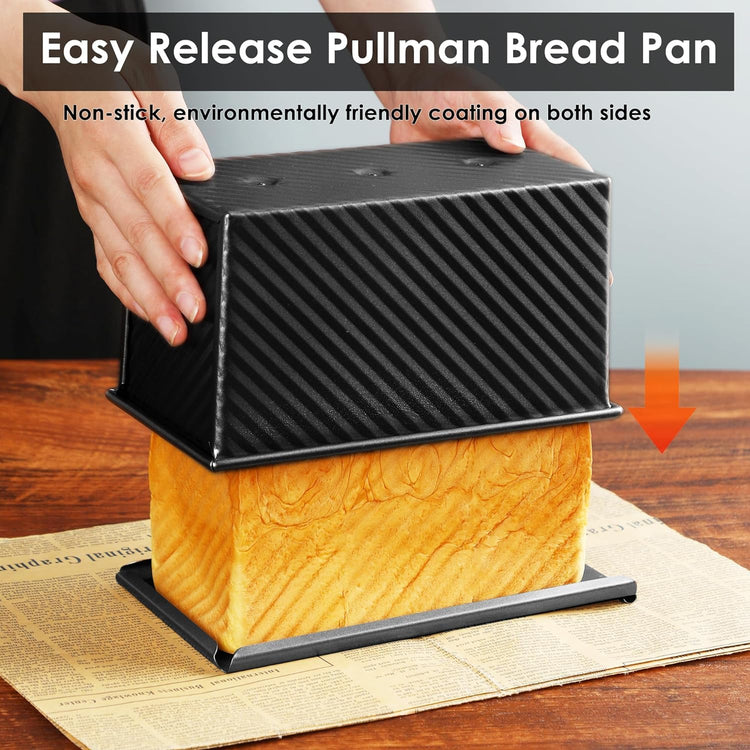 2pack 1LB Black Pullman Loaf Pan with Lid (2 Count)