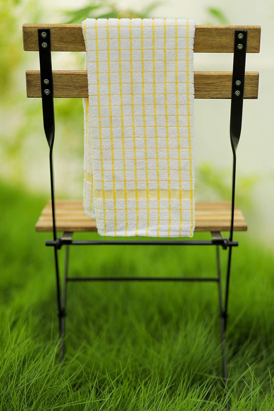 AMOUR INFINI Kitchen Towels Set of 4 - Highly Absorbent, Super Soft Terry Cotton 20x28 Inch Dish Towels with Hanging Loop - Hand & Tea Towels for Cleaning & Drying Dishes (Yellow) - Nestoria