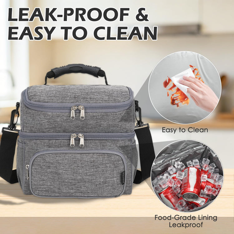 Double Layer Cooler Insulated Lunch Bag Adult Lunch Box Large Tote Bag for Men (2 Count)