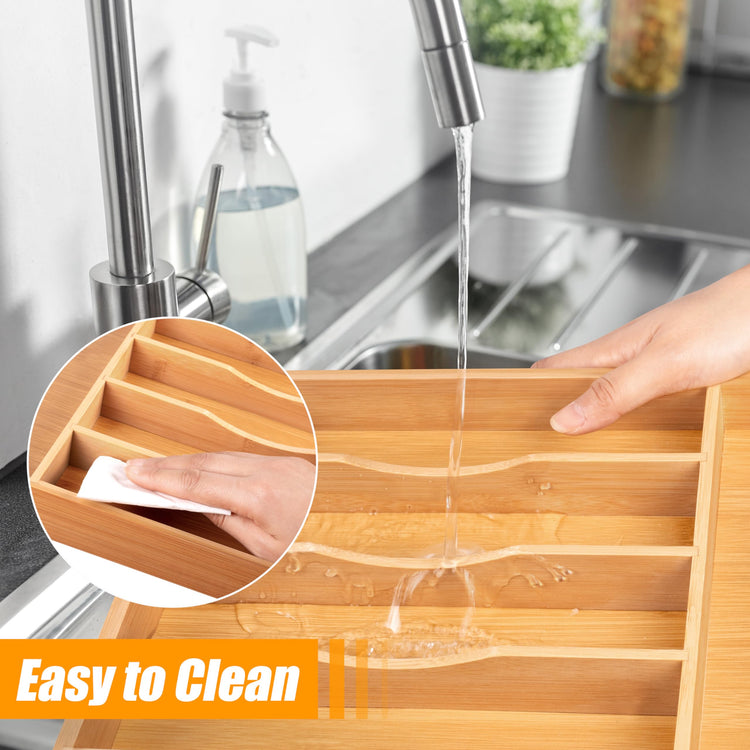 Bamboo Silverware Drawer Organizer