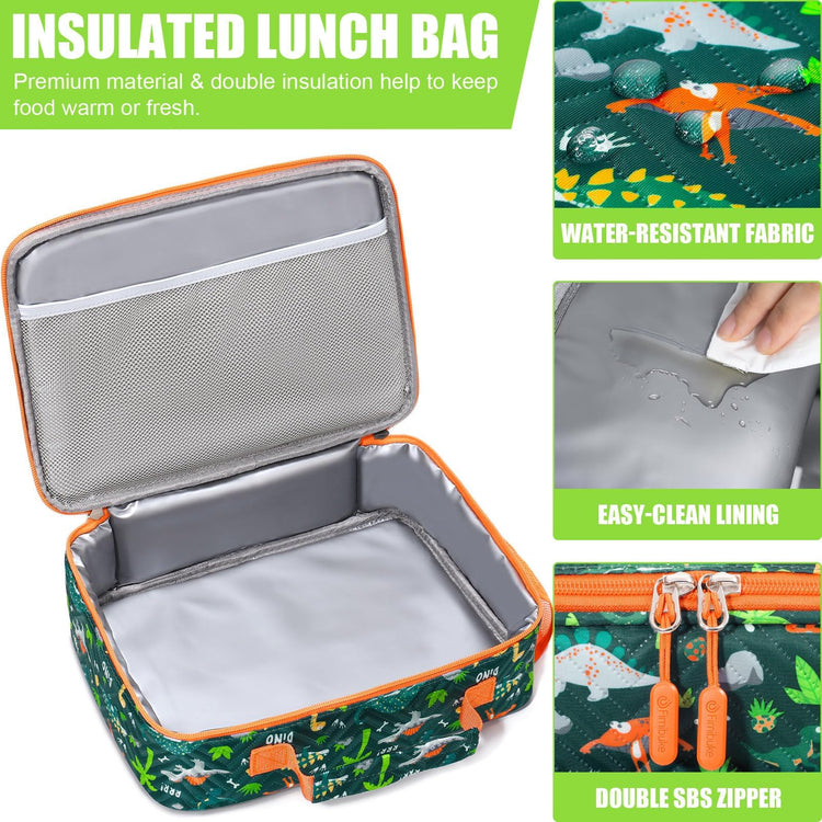 Kids Bento Snack Lunch Box with Thermo Insulated Toddler Lunch Bag