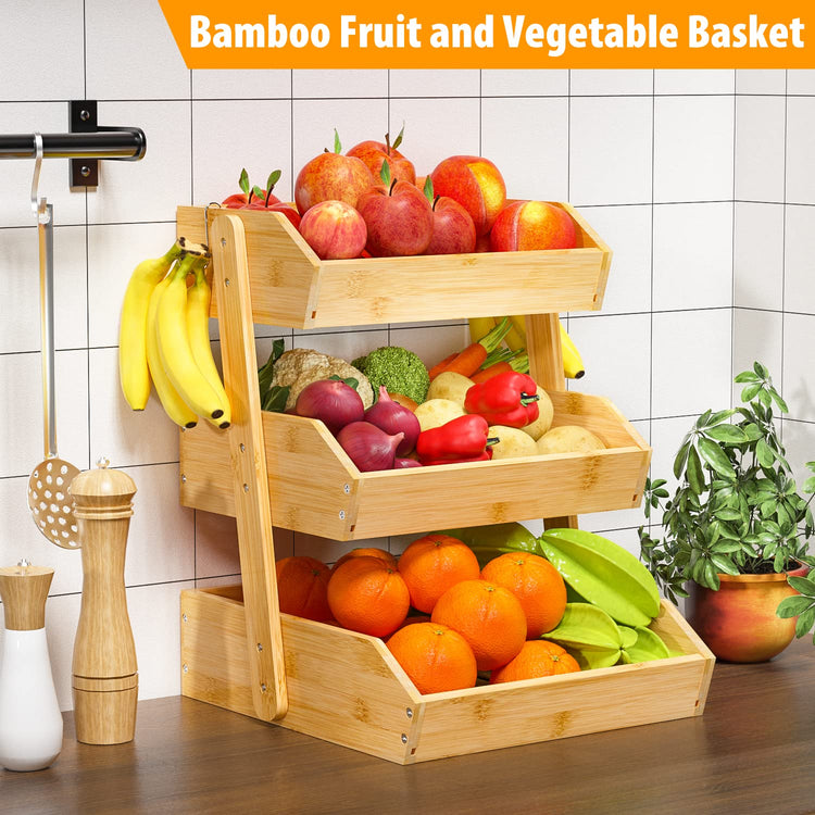 Bamboo Fruit Basket for Kitchen