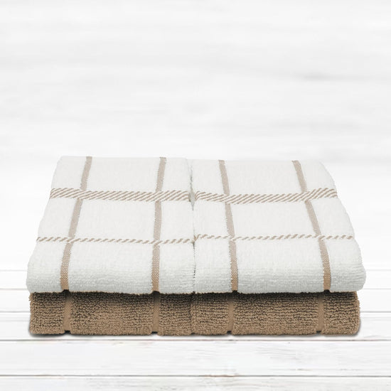 100% Cotton Terry Dish Towels, 4 pack16 x26 Inches, Super Soft and Absorbent Kitchen Towels, Perfect for Kitchen Cleaning and Dish Washing | Tan - Nestoria