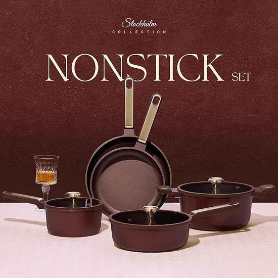 CAROTE Pots and Pans Set Nonstick, 16pcs Cookware Set Nonstick Non-Toxic & PFOA&PFOS-Free, Dishwasher, RV/Camping Cookware Set, Cooking Pots with Lids,Wine Red