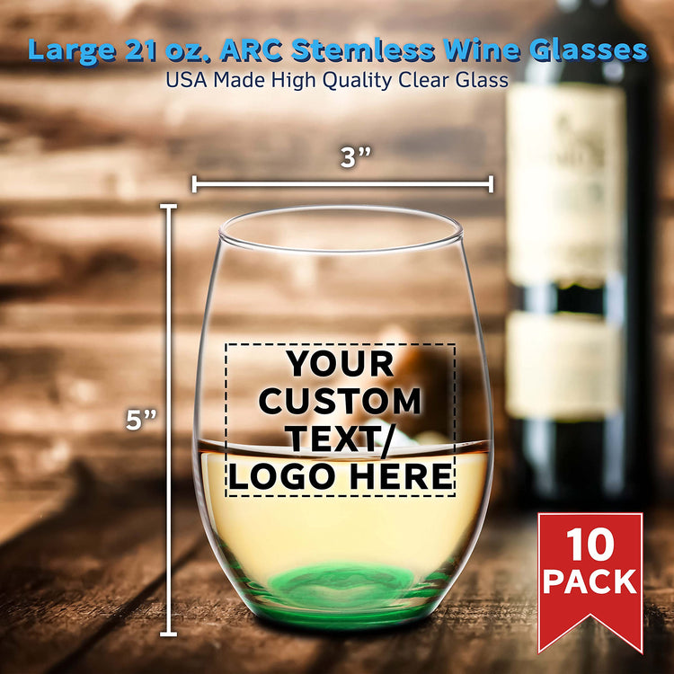 10 ARC Stemless Wine Glasses Set (10 Count)