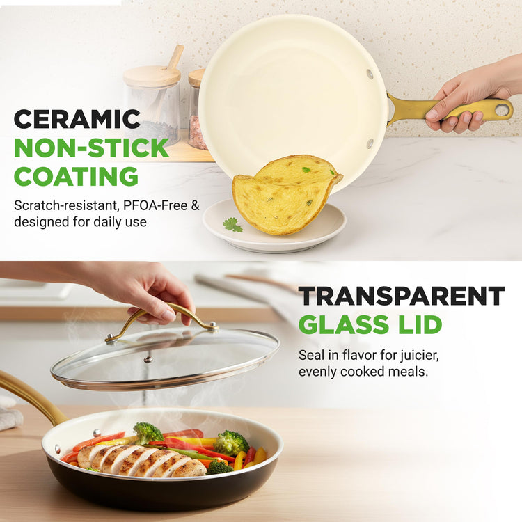 12 Inch Professional Ceramic Frying Pan With Lid