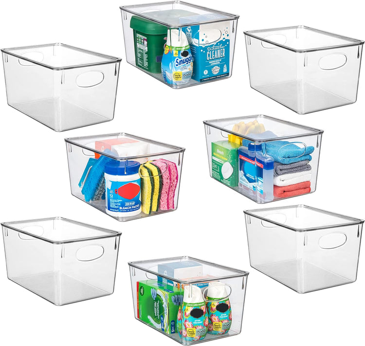 ClearSpace Plastic Storage Bins With lids, 8 Pack – Perfect Pantry Organization and Storage – Fridge Organizer, Pantry Storage Containers and Storage Bins, Cabinet Organizers