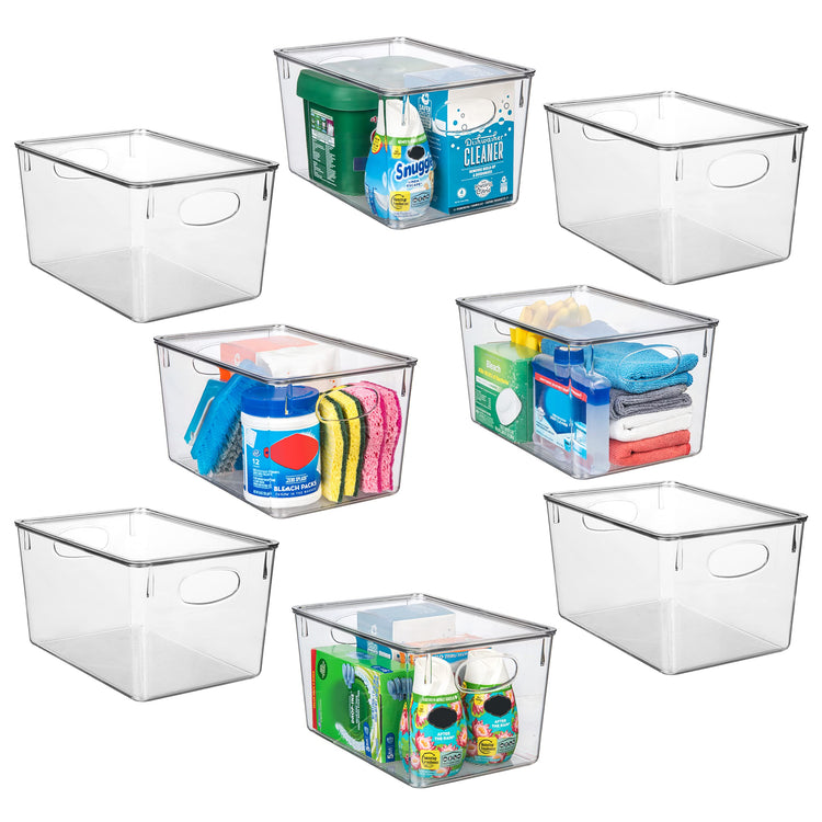 Plastic Storage Bins With lids (8 Count)