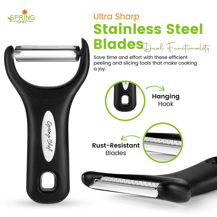 Premium Y & Vegetable Julienne Peeler Set for Kitchen with Stainless Steel Sharp Blades (2 Count)