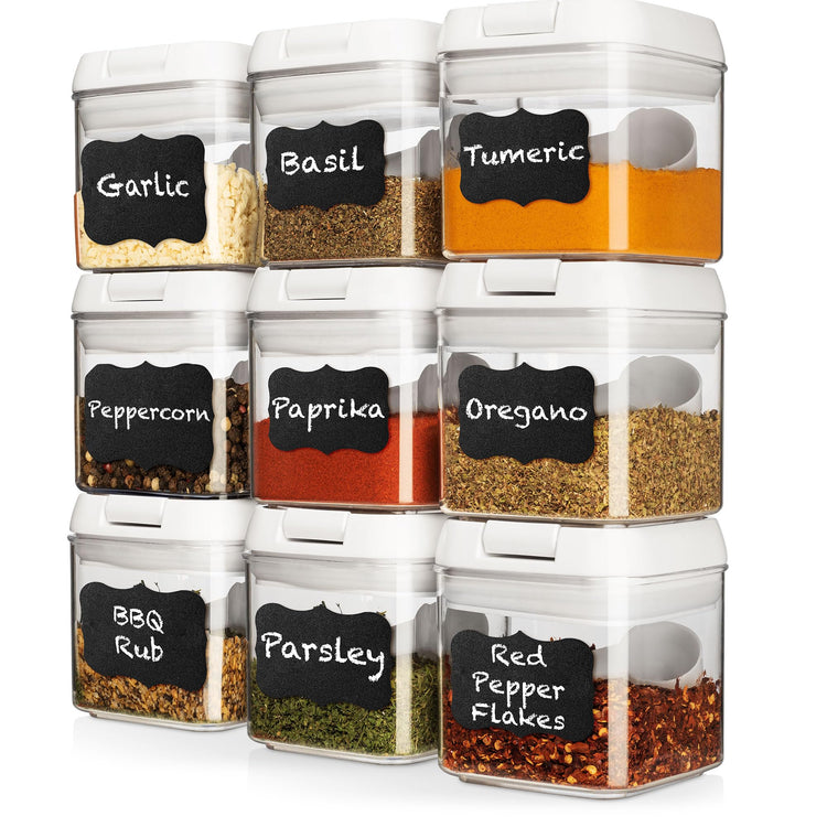 9 PC (0.5L, 17oz) Spice Storage Containers with Lids & 6 Spoons (9 Count)