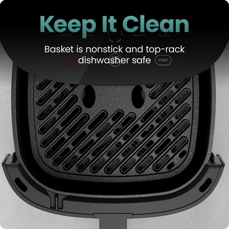 TurboX 4-in-1 Air Fryer, 5-Quart Airfryer for Extra Crispy Chicken, Fries, Wings, and More, Air Fry, Bake, Reheat, and Frozen Functions, Digital Touch Controls, Dishwasher Safe - Gray