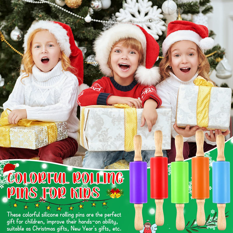 10 Pcs 9 Inch Mini Rolling Pins Kids with Wooden Handle