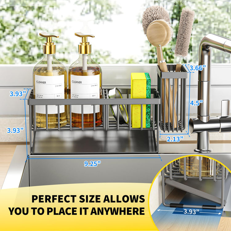Sink Caddy Organzier with High Brush Holder