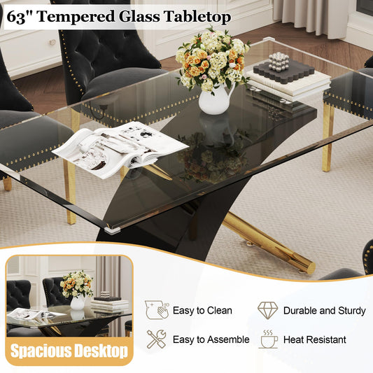 7 Piece Glass Dining Table Set for 6