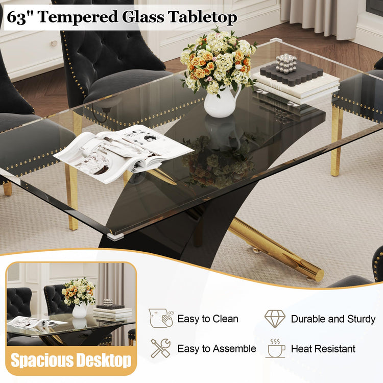 7 Piece Glass Dining Table Set for 6