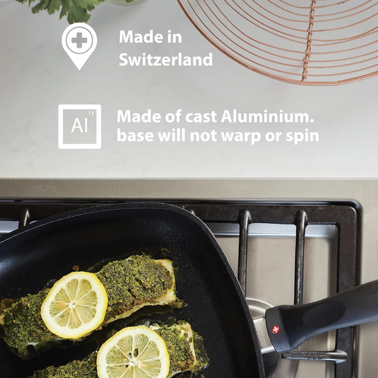 Swiss Diamond 3 Piece Induction Set: Fry Pan and Casserole HD Nonstick Diamond Coated Aluminum, Pot & Pan Set, Includes Lids, Dishwasher Safe and Oven Safe Pan Set, Grey